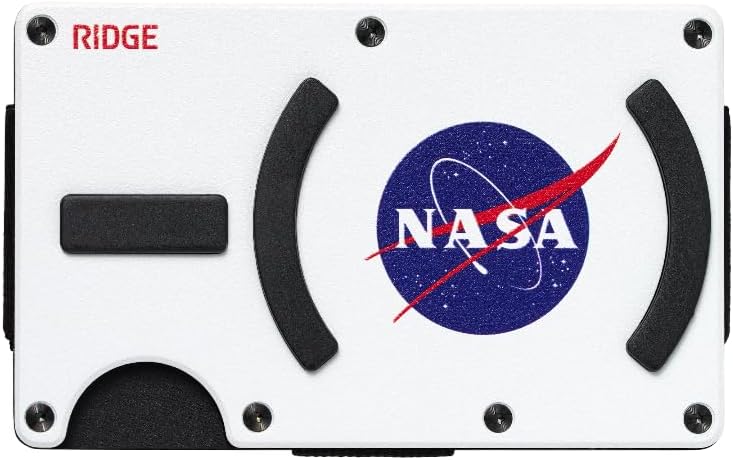 Ridge Wallets for Men Compatible with Magsafe - Slim Minimalist Compact Wallet and Card Holder, RFID Protected Front Pocket Wallets for Men with Integrated Cash Strap (Nasa)