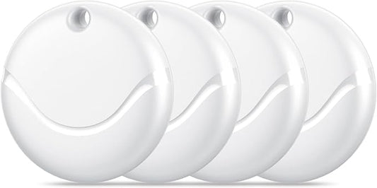 Air Tracker Tags-4 Pack White, Bluetooth Tracker Works with Apple Find My (iOS Only), Smart Tag with Lanyard, Item Finder for Luggage, Key, Suitcases, Replaceable Battery, IP67 Waterproof Tracking Tag