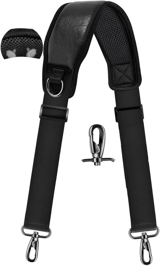 ZINZ 79" Bag Shoulder Strap with Ultra Cushion Breathable Pad,Durable Strap with Double Adjustable Buckles and Metal Hooks for D-ring Bags,Ideal for Individuals 5'11"and Taller,Black