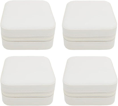 Mini Jewelry Case, Small Travel Jewelry Organizer, Portable Jewelry Box Storage Display Box For Rings, Earrings, Necklaces (White-4)