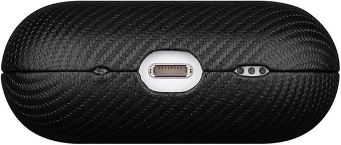 for AirPods Pro 3 Case Cover - Selected Vegan Leather, Carbon Fibre Texture, Handmade Drop Protective Hard Cover, Qi and MagSafe Charging Compatible - AirPods Pro 3rd Generation Case - Black