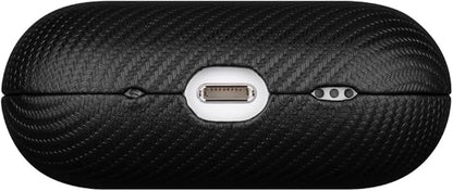 for AirPods Pro 3 Case Cover - Selected Vegan Leather, Carbon Fibre Texture, Handmade Drop Protective Hard Cover, Qi and MagSafe Charging Compatible - AirPods Pro 3rd Generation Case - Black