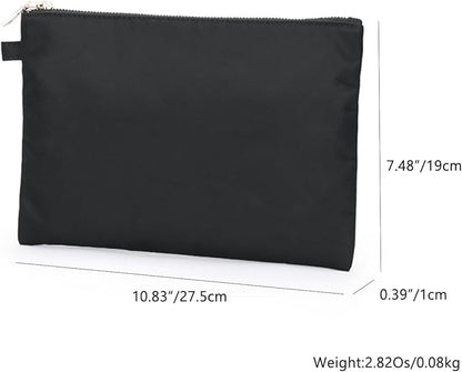 Zipper Pouch Storage Bag Simple and Stylish Women's Cosmetic and Travel Bag (Black-nylon-5)