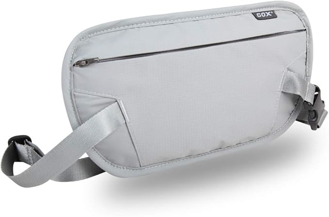 RFID Blocking Money Belt - Slim Under Cloth Passport Holder & Travel Wallet | Secure Hidden Fanny Pack for Men Women (Grey-L)