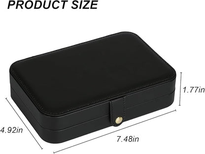 Small Jewelry Box, Travel Jewelry Case Portable Jewelry Boxes for Women, 2-Layer Mini Jewelry Travel Organizer, Gift for Women Girls,Black B