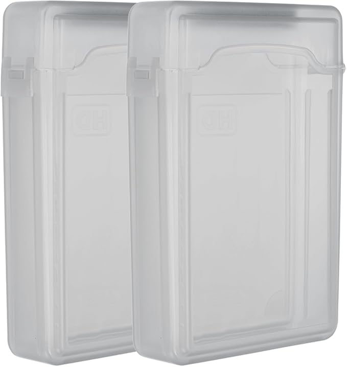 PATIKIL 6.5" x 4.5" Hard Drive Disk Case, 2Pcs Plastic Hard Disk Storage Box Portable Anti-Static Case for 3.5" External SSD HDD, Grey