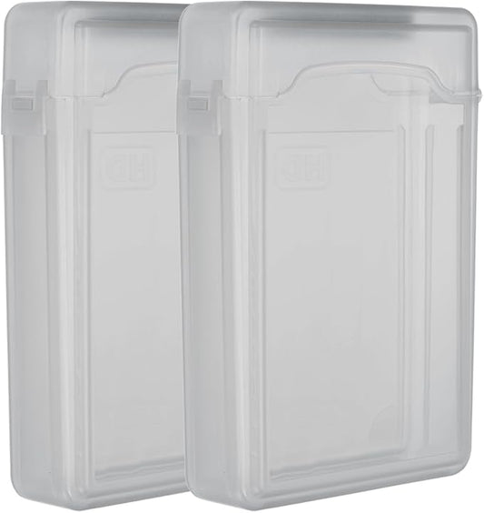 PATIKIL 6.5" x 4.5" Hard Drive Disk Case, 2Pcs Plastic Hard Disk Storage Box Portable Anti-Static Case for 3.5" External SSD HDD, Grey