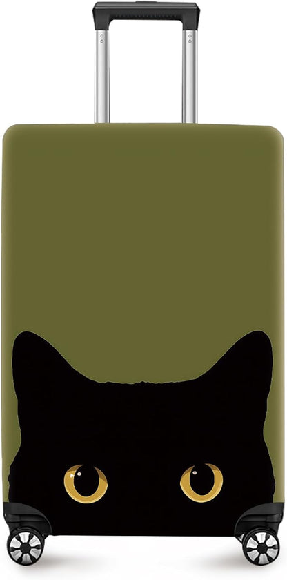 ANNA QUEEN Peeking Black Cat Luggage Cover, Cute Cat Eyes Design Suitcase Protector, Stretchable Washable Travel Sleeve for 20-22 Inch Luggage