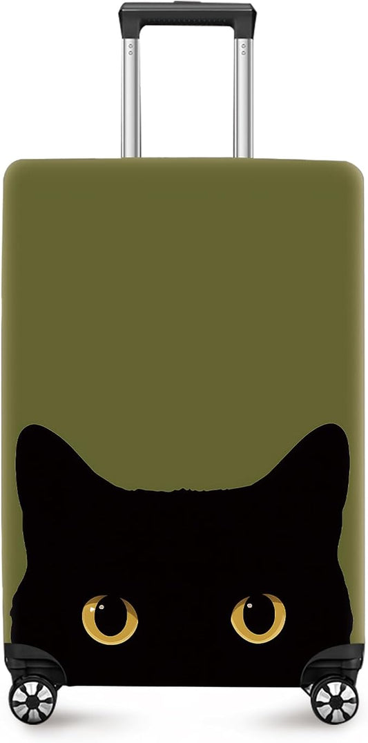 ANNA QUEEN Peeking Black Cat Luggage Cover, Cute Cat Eyes Design Suitcase Protector, Stretchable Washable Travel Sleeve for 20-22 Inch Luggage