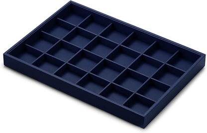Oirlv Stackable Premium Leather Jewelry Trays 24 Grid Jewelry Organizer for Drawer Rings Earrings Holder Organizer