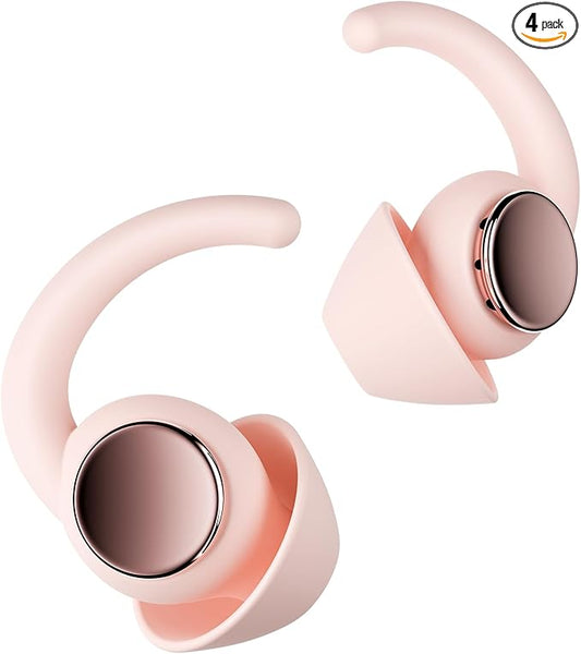 Ear Plugs for Sleeping - Noise Reduction Soft Silicone Earplugs, 2 Pairs Reusable Hearing Protection Earplugs for Noise Sensitivity, Sleep,Travel,Sound Reduction Noise Cancelling - Dusty Pink