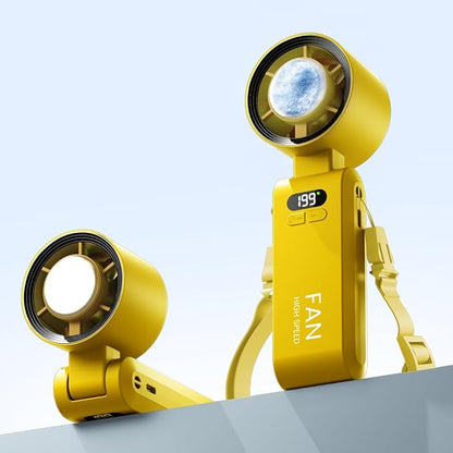 2 Pack Handheld Portable Turbo Fan with Ice Cooler, Speed (1-199) 5500mAh*2 Rechargeable Personal Fan,[20H Cooling Time] Mini Yet Powerful, Small Pocket Fans for Travel/Outdoor/Office, Yellow