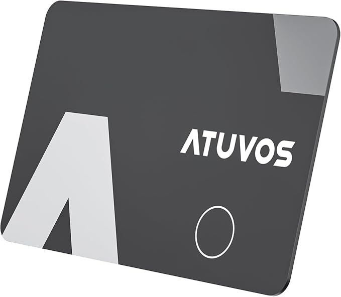 ATUVOS Wallet Tracker Card Ultra-Thin 1.6mm, Smart Air Tag Bluetooth Tracker Works with Apple Find My (iOS Only), Item Finder Tag for Luggage, Passports, 3-Year Battery Life, IP67 Waterproof, 1 Pack