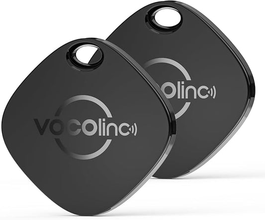 [Apple MFi Certified] VOCOlinc Air Tracker Tags 2 Pack Black, Item Finder Work with Apple Find My APP (iOS Only,Not for Android), Smart Locator for Key/Luggage Suitcases/Bag/Wallet,Replaceable Battery