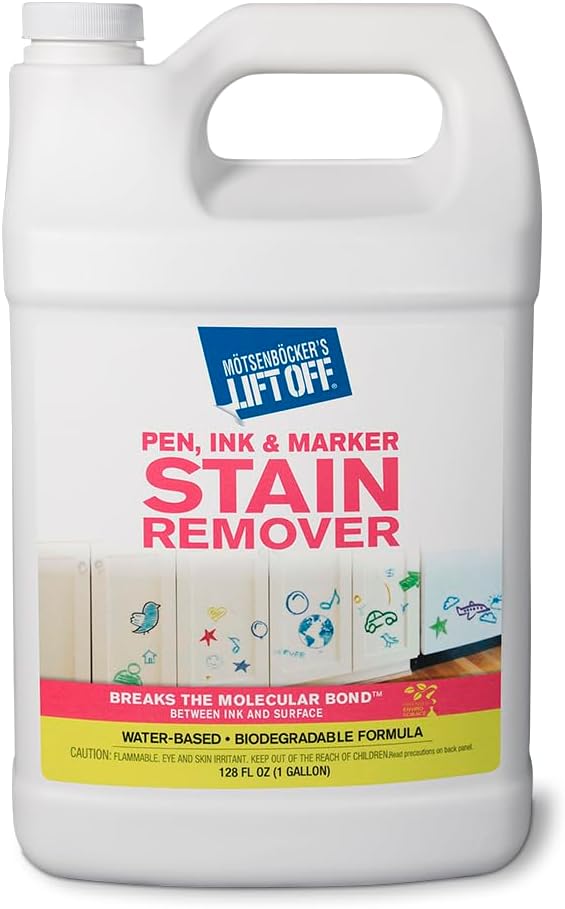 Motsenbocker's Lift Off 41001 Pen, Ink & Marker Stain Remover – Removes Nail Polish, Makeup, and Dyes From Walls, Countertops, Tile, and More, Pre-Wash Laundry Treatment – 1 Gallon