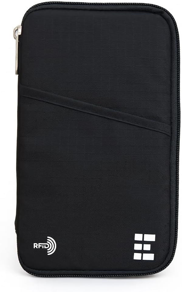 Passport Holder Family up to 6 Passports, Large Passport Wallet and Premium Travel Document Holder Organizer with RFID Anti-Theft Blocking - Black