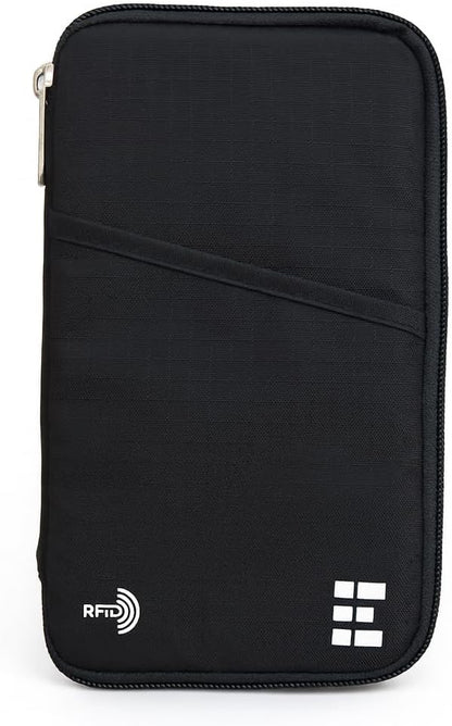 Passport Holder Family up to 6 Passports, Large Passport Wallet and Premium Travel Document Holder Organizer with RFID Anti-Theft Blocking - Black