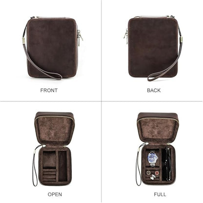 CONTACTS Cufflinks Box Leather Watch Case Glasses Holder for Men Travel Jewelry Storage Organizer Small Padded Tray for Cufflinks Watch Band Sunglasses Rings Studs