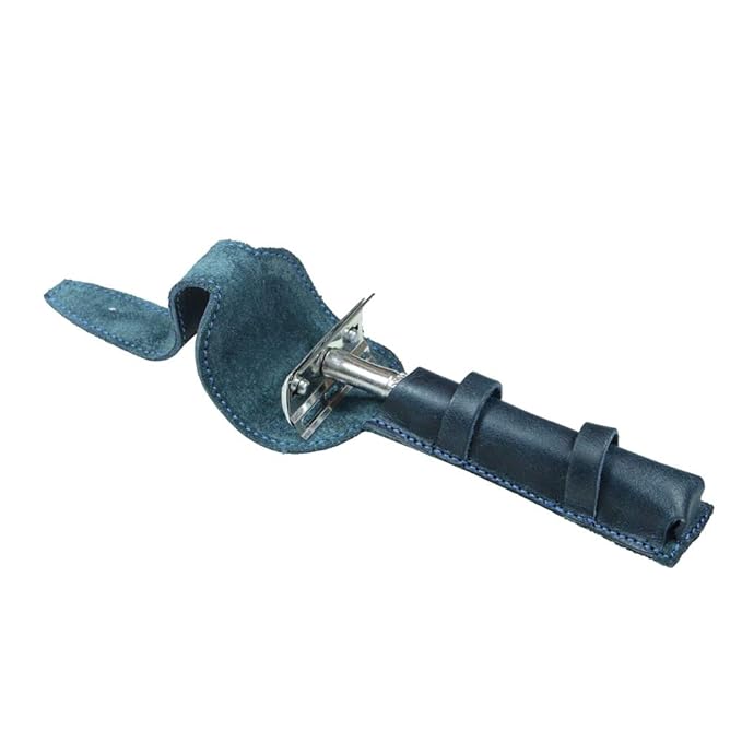 Hide & Drink, Leather Double Edge Safety Razor Protective Case, Shaving Travel Pouch, Handmade (Slate Blue)