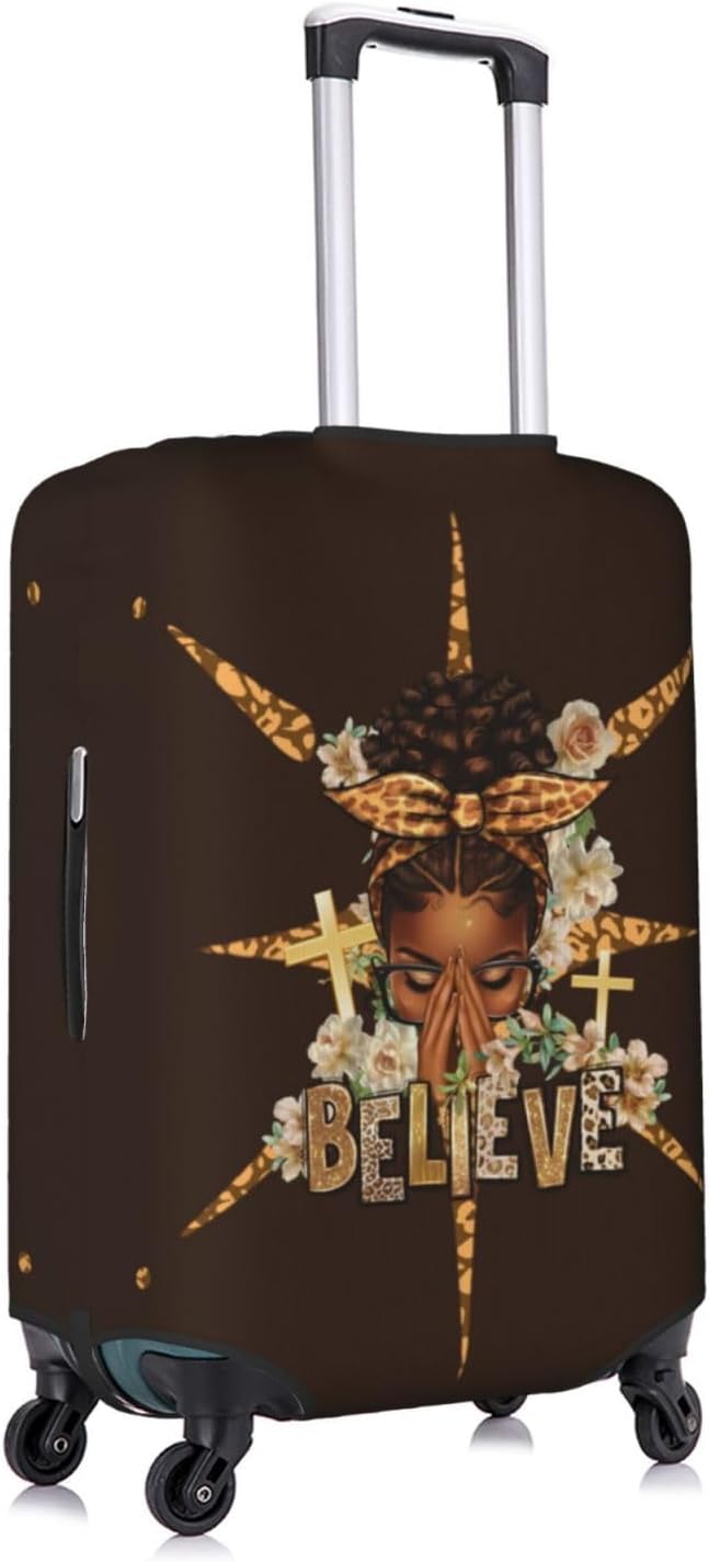 Travel Suitcase Protector African American Girl Elastic Protective Washable Luggage Cover With Concealed Zipper Suitable For 18-32 Inch(S (for 18-21 inch luggage))