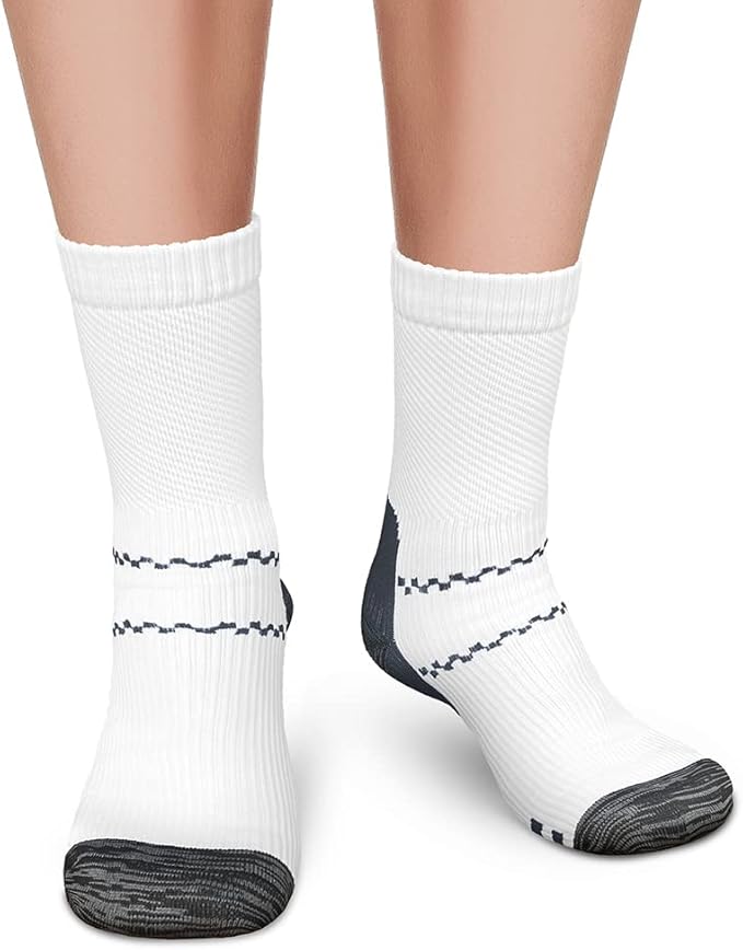 CHARMKING 6 Pairs Crew Compression Socks for Women & Men Circulation 15-20 mmHg is Best for All Day Wear Running Nurse