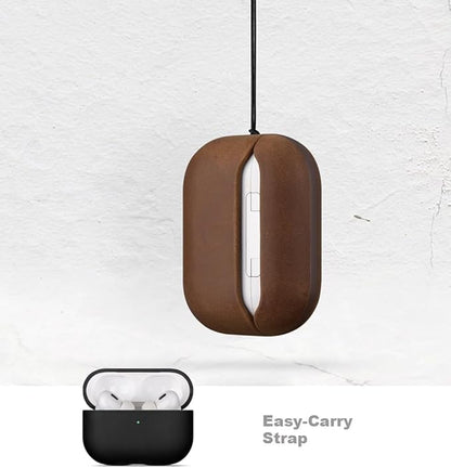 LOPIE Case for AirPods Pro 2nd Generation - Handmade AirPods Pro 2 Case Cover - Made of Crazy Horse Leather - Protective Hard Shell Cover Compatible with Wireless Charging - Vintage Style - Black