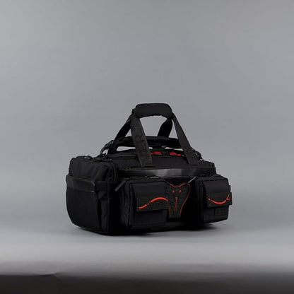 WOLFpak 20L Mini Duffle Bag for Gym & Travel | Waterproof Carry-On Weekender Bag with Shoe Compartment, Hard Bottom, and Tactical Molle System (Red Venom)