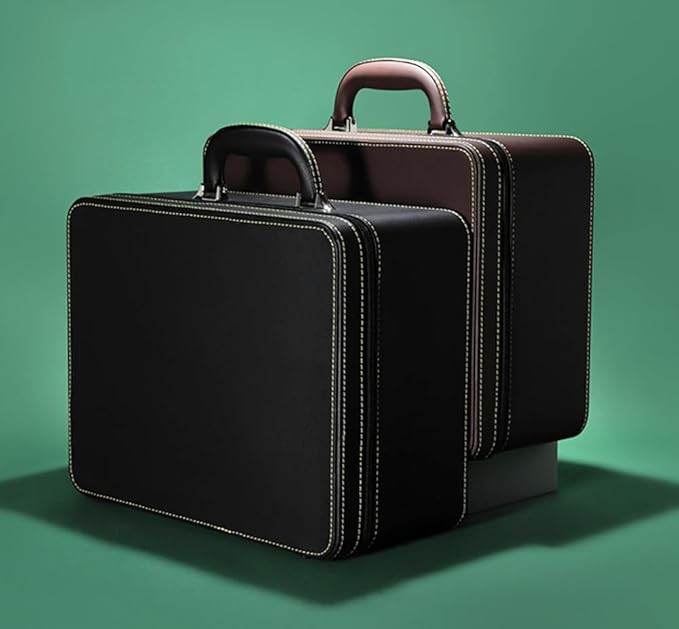 Jewelry Trays stacks Carriable with Handle Zipper Large Box Organizer Faux-Leather Accessory Case Storage(L3-BR)