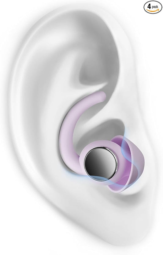 Ear Plugs for Sleeping - Noise Reduction Soft Silicone Earplugs, 2 Pairs Reusable Hearing Protection Earplugs for Noise Sensitivity, Sleep,Snore,Travel,Sound Reduction Noise Cancelling - Purple
