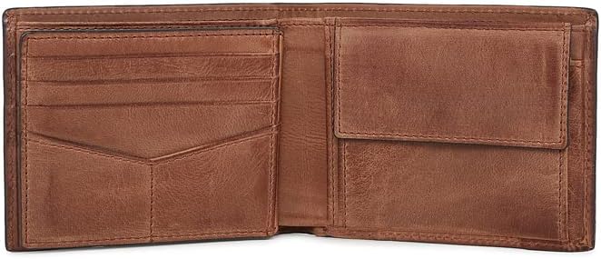 Fossil Men's Derrick Leather RFID-Blocking Bifold with Coin Pocket Wallet