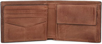 Fossil Men's Derrick Leather RFID-Blocking Bifold with Coin Pocket Wallet