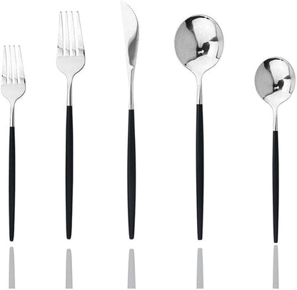 JASHII 30-Piece Stainless Steel Satin Finish Flatware Set, Mirror Polished Tableware Cutlery for Home and Restaurant, Dishwasher Safe