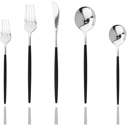 JASHII 30-Piece Stainless Steel Satin Finish Flatware Set, Mirror Polished Tableware Cutlery for Home and Restaurant, Dishwasher Safe