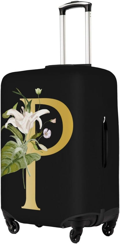 Decorative P Suitcase Protectors Elastic Washable Luggage Covers With Concealed Zippers For 18-32 Inch Luggage (Size L: Fits 25-28 Inch)