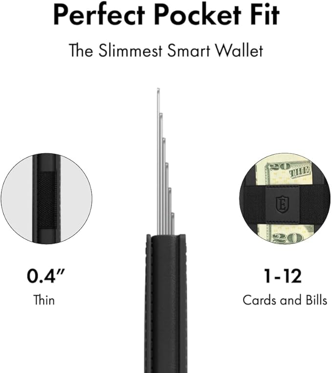 Ekster - Parliament Pop Up Wallet for Men - RFID Blocking Metal Card Holder Wallet with Push Button and Card Ejection - Minimalist Leather Tactical Daily Carry Parliament - Easy Access, Nappa Black