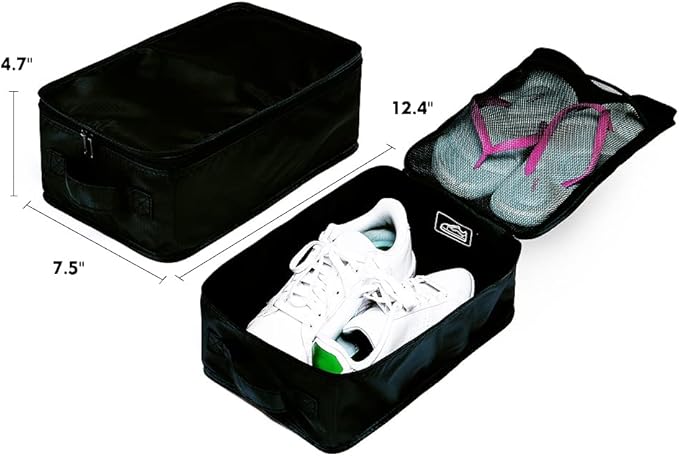 Travel Shoe Bags, Foldable Waterproof Shoe Pouches Organizer-Double Layer (6 Black Shoe Bags)