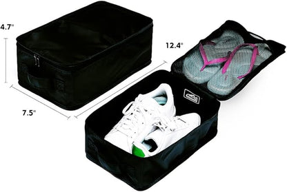 Travel Shoe Bags, Foldable Waterproof Shoe Pouches Organizer-Double Layer (6 Black Shoe Bags)