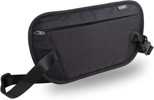 RFID Blocking Money Belt - Slim Under Cloth Passport Holder & Travel Wallet | Secure Hidden Fanny Pack for Men Women (Black-L)