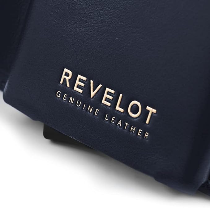 Revelot BiFold Cardholder Wallet/Genuine Leather with RFID Blocking / W1 (Blue Nappa)