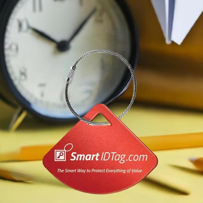 Dynotag® Express Series Solid Metal Web Enabled Smart Bag Tag ID + Steel Loop, Anodized Aluminum with DynoIQ™ & Lifetime Recovery Service (Ruby Red)