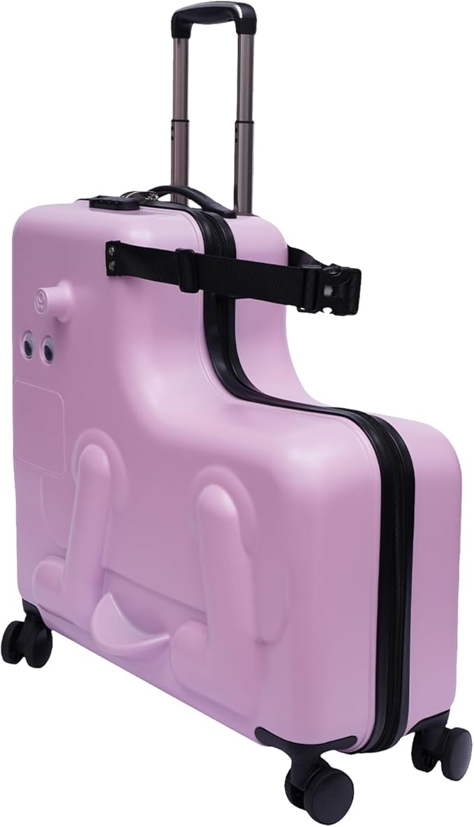 CNCEST 24" Kid's Ride-on Travel Suitcase, Rolling Carry Trolley Luggage with Password Lock, Children's Ride On Trolley Gift (22.4X11.8X23.6")