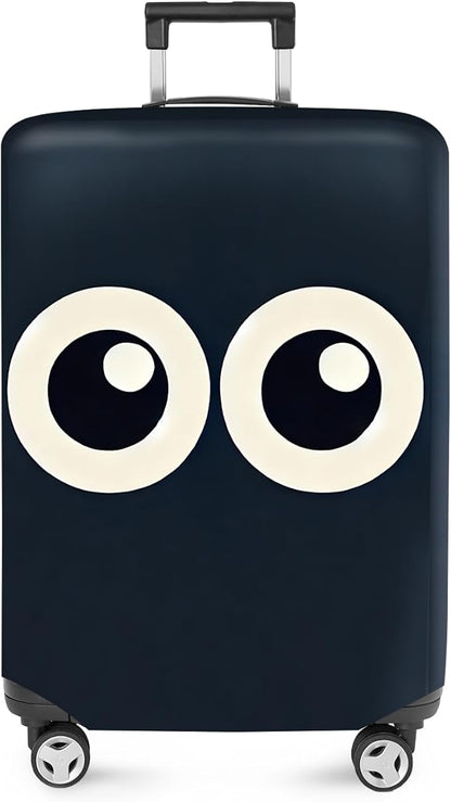 ANNA QUEEN Navy Blue Cartoon Eyes Luggage Cover, Funny Suitcase Protector for 20-22 Inch Luggage, Stretchable & Washable Travel Cover, Cute, Durable & Easy to Spot