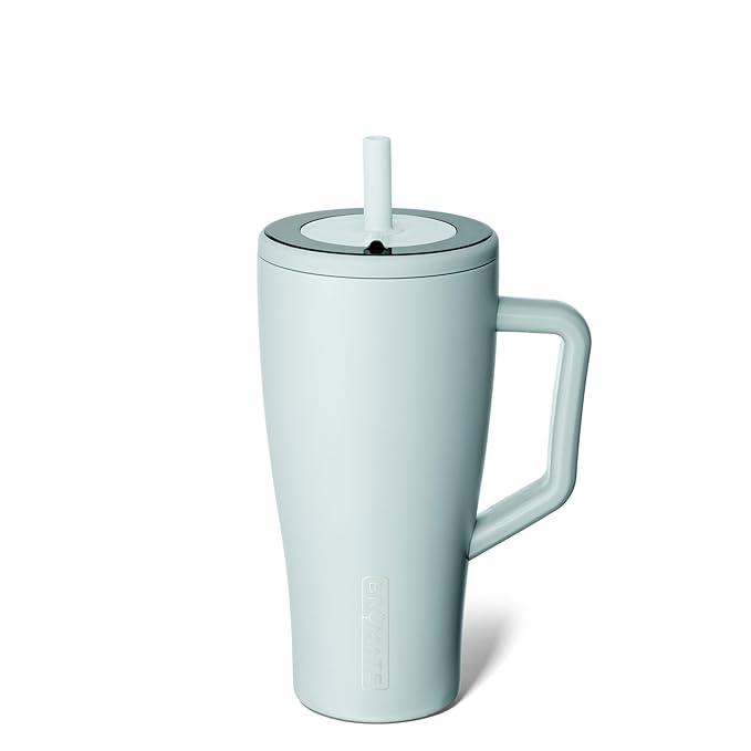 BrüMate Era 30 oz Tumbler with Handle and Straw | 100% Leakproof Insulated Water Bottle Tumbler with Lid and Flexible SoftSip Straw | Made of Stainless Steel | Cup Holder Friendly | 30oz (Blue Agave)
