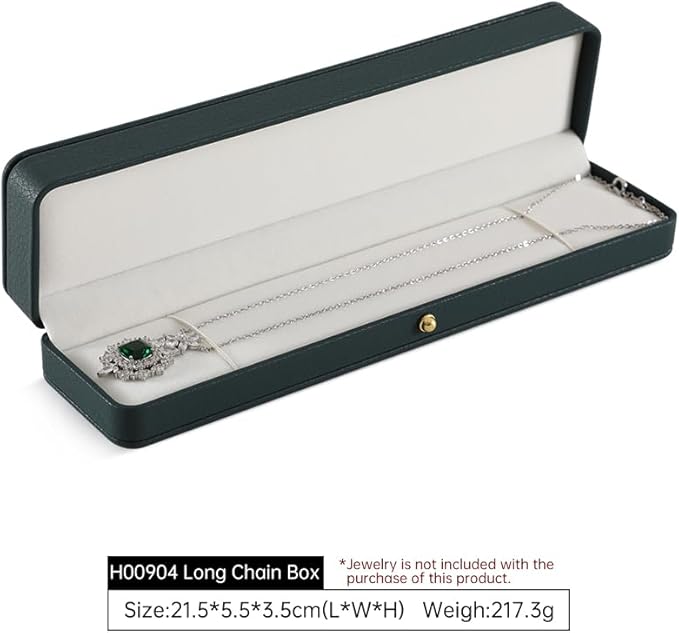 Bracelet Box, Leather Necklace Gift Box,Premium Small Jewelry Box,Luxury Gift Box For Chains (Dark Green)