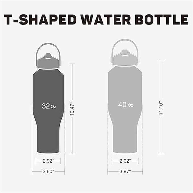 40oz Black Water Bottle Stainless Steel, Keep Cold 24H&Hot 12H, Water Bottle with Straw&Spout Lids, Insulated Water Bottle Double Wall Vacuum, Fit in Any Car Cup Holder, Leak-proof BPA Free,Black