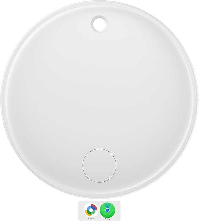 Eelexa Smart Tag Tracker, Dual System Air Tracker Tag for iOS and Android, Compatible with Apple Find My or Google Find Hub Smart Keys Finder Item Locator with Waterproof&Light (White-1Pack)