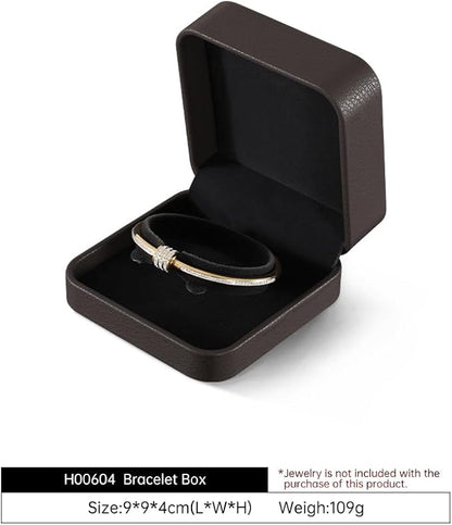 Leather Bracelet Gift Box for Men - Premium Small Luxury Bangle Box (Brown)