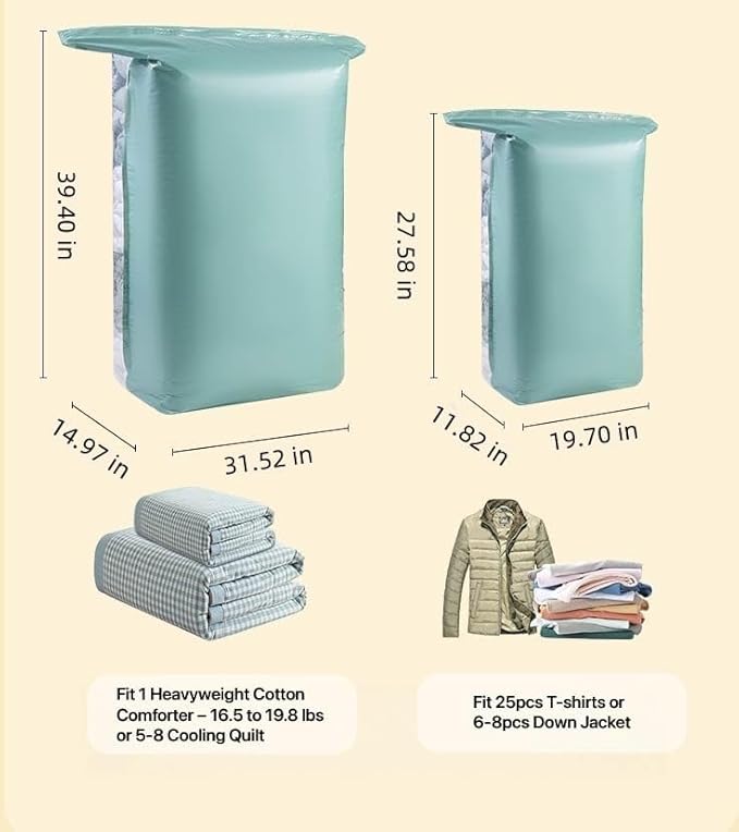 NeatNest 6 Pack Cube Vacuum Storage Bags – 3 Medium & 3 Large, Box-Shaped Space Saver Bags with Vacuum or Hand Press, Durable PE+PA Material for Comforters, Clothes, Pillows