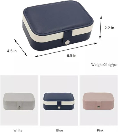 Personalized Jewelry Boxes For Women - PU Leather Travel Jewellery Box - Jewels Storage Box For Earring, Ring, Necklace - Bridesmaid Gifts For Girls PU Leather Jewelry Case (Blue With Name)