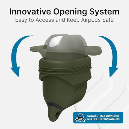 Catalyst Waterproof Case for AirPods 2nd Generation and AirPods 1st Generation - Wireless and USB-C Charging High Drop Protection AirPod Gen 2 and Gen 1 Case with Carabiner, One Piece Design